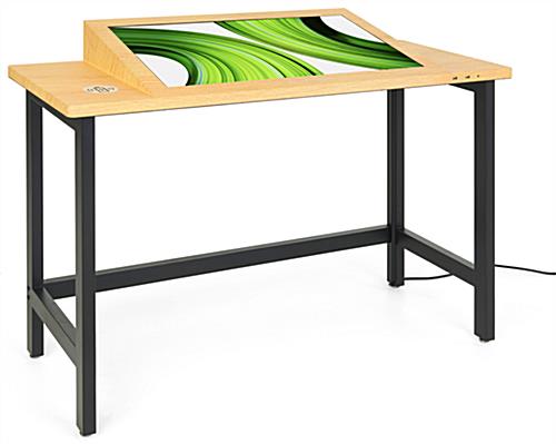 Interactive multi touch table with faux wood grain finish