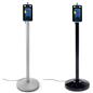 Non-contact body temperature screening kiosk with black or silver base color options