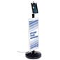 Contactless temperature scanning kiosk with custom signage on foam core substrate