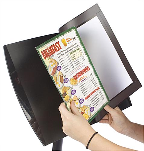 Menu Display Holds Signs Vertically Or Horizontally