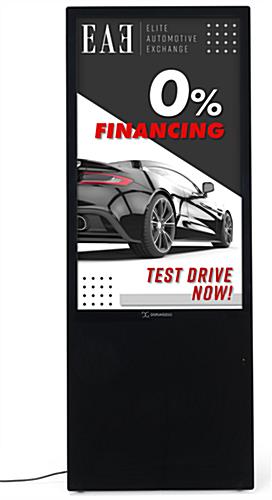 Front view of the digital sandwich board a-frame sign with 43" non-touch LCD screen