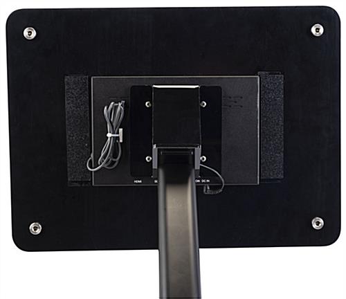 Small digital display stand features sleek design for easy placement