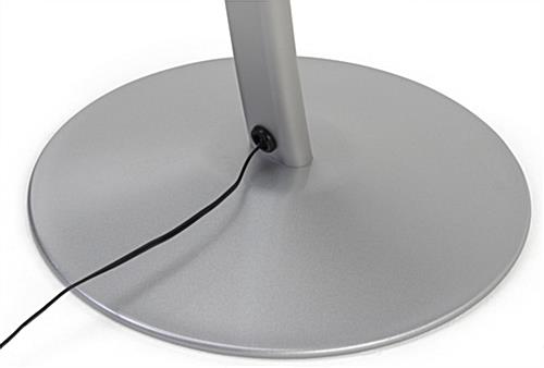 Small digital floor sign with weighted base and cord management