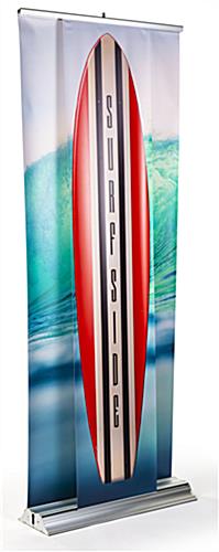3D effect dual layer pull up banner stand features slim vertical front banner