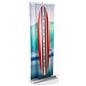 3D effect dual layer pull up banner stand features slim vertical front banner