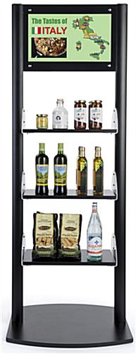Adjustable digital sign merchandising shelves