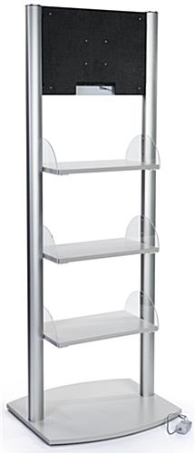 Silver Merchandising Shelves with Digital Sign