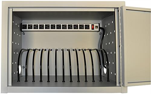 iPad Charging Cabinet with Horizontal 12-Outlet Power Strip
