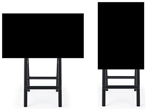 Folding TV easel with portrait and landscape orientation display options