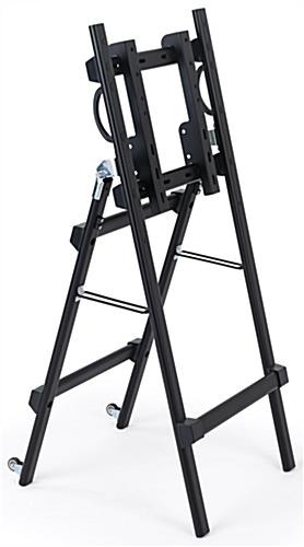Folding TV easel with wheels and grip handles
