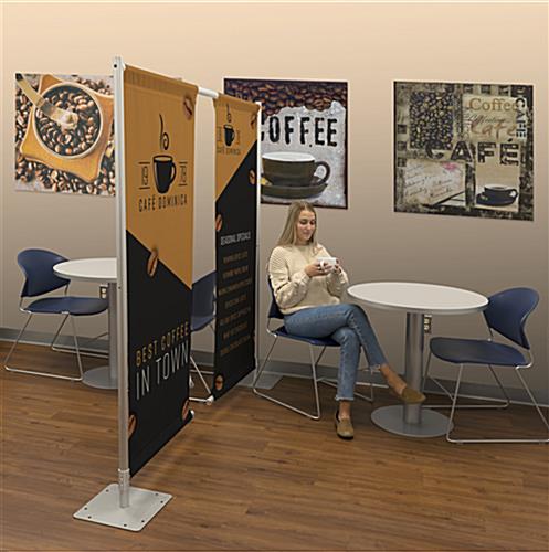 Custom outdoor banner stand with overall width of 80 inches