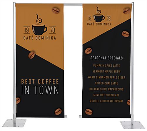 Custom dual outdoor banner display with two double sided graphics
