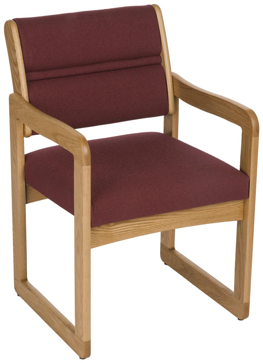 Burgundy Lobby Chair Wooden with Fabric Exterior Padding