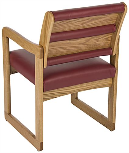 “Wine” Wooden Lobby Chair with Vinyl Upholstry