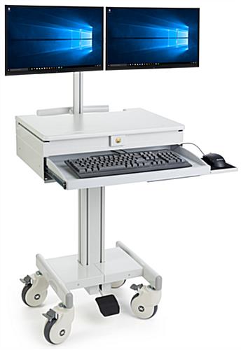 Gray Dual Monitor Medical Cart