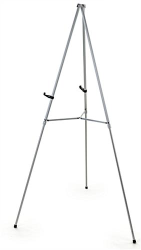 Portable silver tripod easel with moveable support arms
