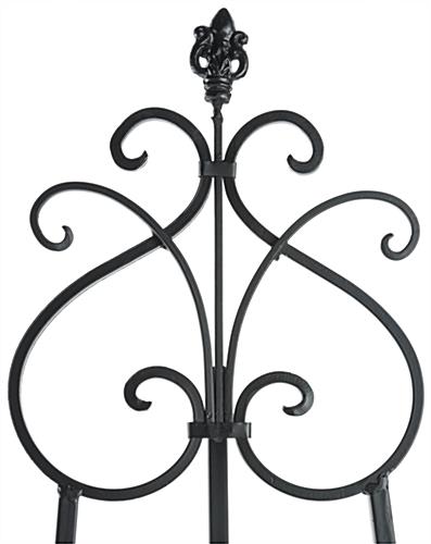 Adjustable Wrought Iron Easel with Scroll Design Topper