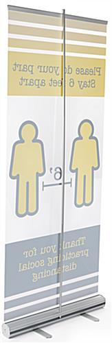 33 inch wide printed social distancing banner on clear film 