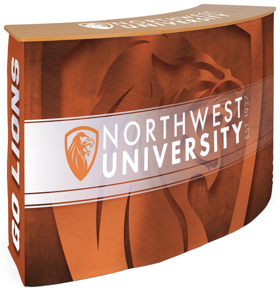 Trade show display counter with wrap around graphic