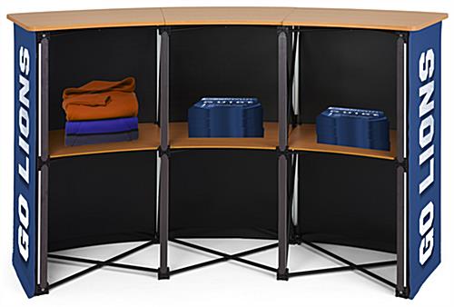Pop up counter stand with an inner shelf for storage