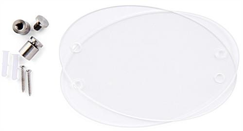 Recycled acrylic custom oval directory sign kits include mounting hardware