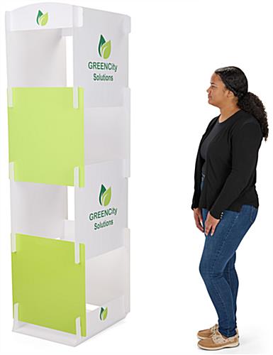 Flat pack cube display signage with 2 headers 