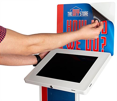 Apply on printed kiosk graphics for 12.9" IPELIT12 tablet stands