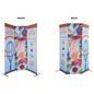 Fabric banner display stand with graphics on both sides