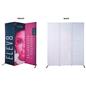 Fabric banner display stand with a white back