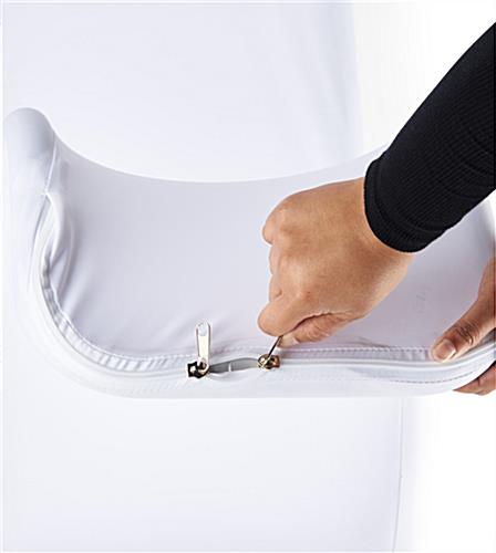 Tension fabric literature banner stand with a zipper enclosure