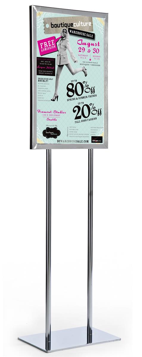 DYFYMX Information Display Stand Advertising Frame Stainless Steel L-Shaped Poster Frame Vertical Display Display Stand Color : Silver
