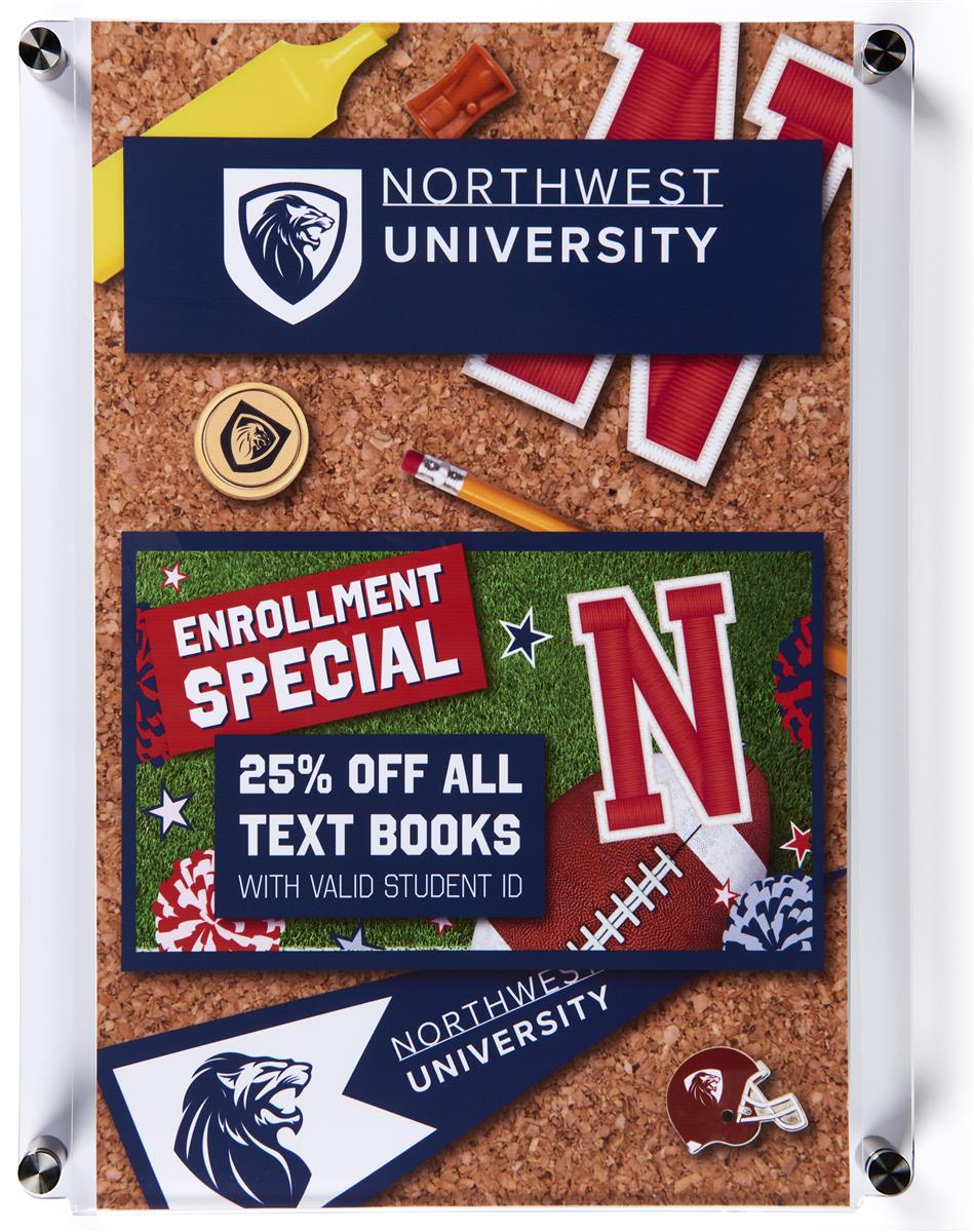 Acrylic Wall Mount Sign Holder Recycled FoldOver Panel