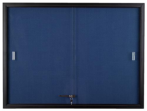 Blue Fabric Bulletin Board with Sliding Glass Doors