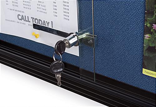 Blue Fabric Bulletin Board with Lock and Key