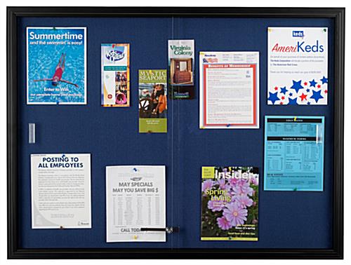Blue Fabric Bulletin Board | Glass Doors with Locking System