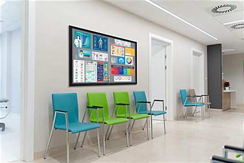 Aluminum frame bulletin board with medical information for patient waiting room