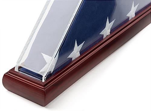 Acrylic Triangle Clear US Flag Case | Rich Red Mahogany Base