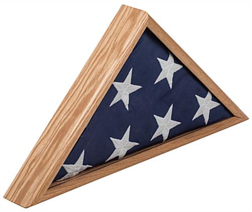 American-Made 5' x 9.5' Oak Flag Case Made with Solid Wood
