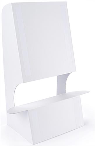 Double wing cardboard floor easel with double sided mounting tape