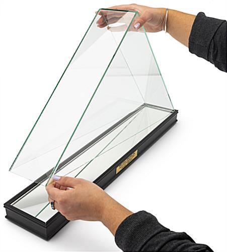 Personalized plaque flag display with glass hood 