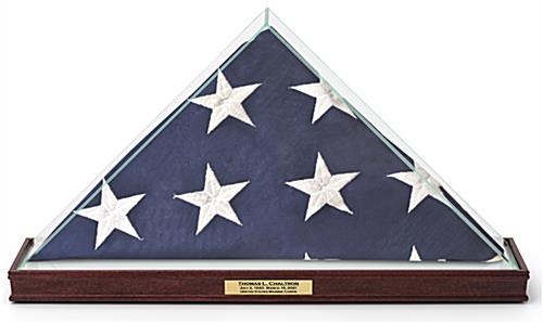 Commemorative American flag display with felt tabs on the bottom 