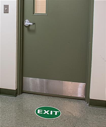 Safety floor exit sign shown in workplace setting 