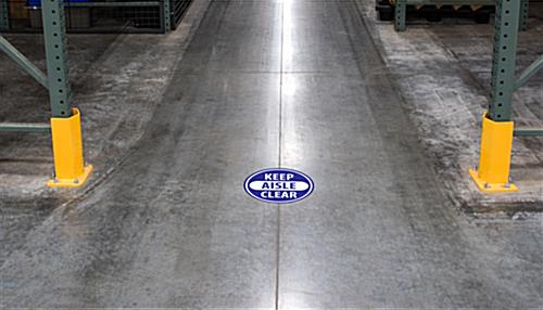 Floor safety aisle sticker shown in industrial setting