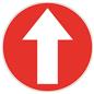 Directional floor sticker with red pre-printed arrow graphic 