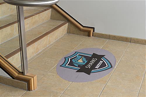 Custom printed floor decal with full bleed graphics 