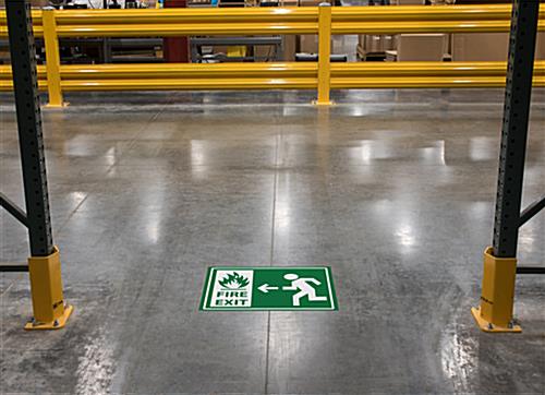 Non-slip safety fire exit sign with textured surface for high traffic areas