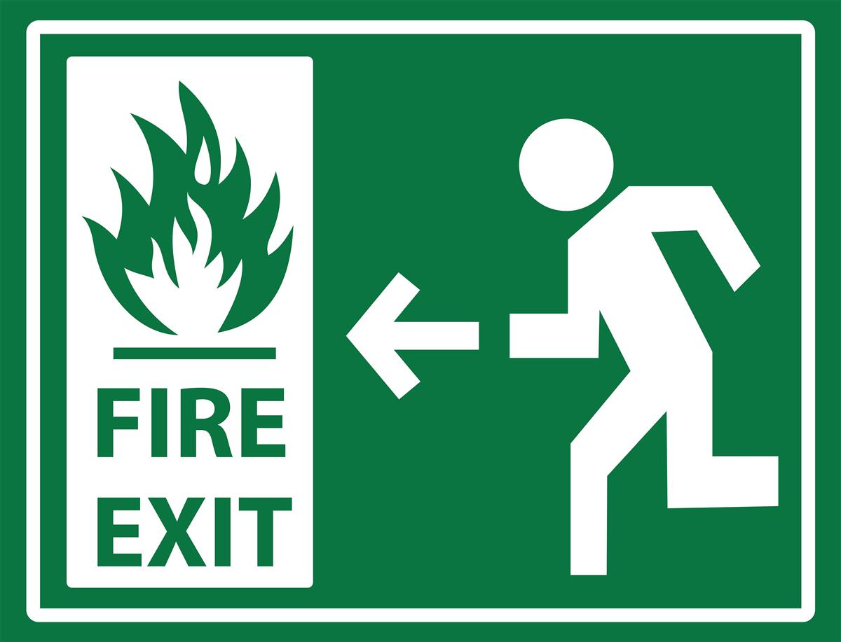 FIRE EXIT  LEFT  STICKER SIGN Health and Safety  Direction 300x100mm 