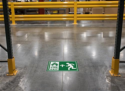 Non-slip stick on fire exit safety sign with textured vinyl surface