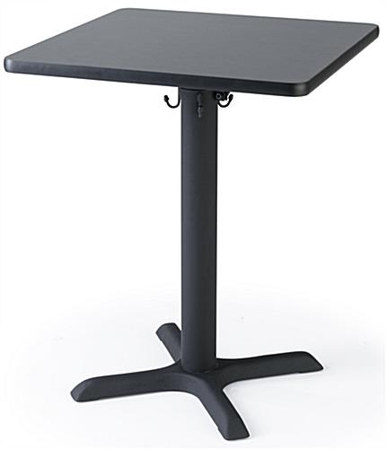 Square café table is 30" tall