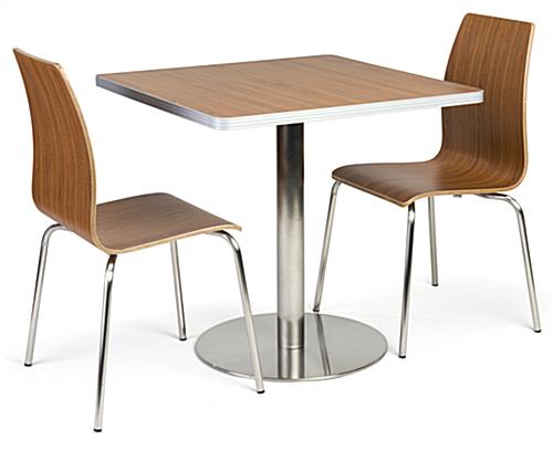 Café height table set for cafeteria in dark finish